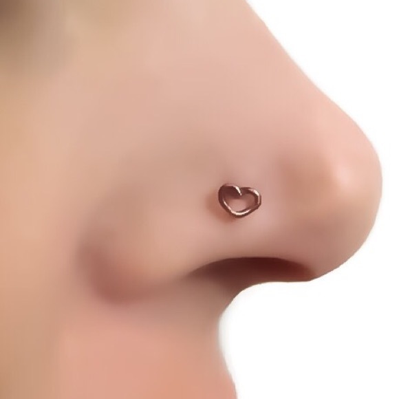 22G 20G 18G Oxidized 925 Sterling Silver Heart L-Shaped Nose Ring Stud - Picture 2 of 7